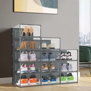 Clear Shoe Storage Boxes with Front Door (12 Pack)